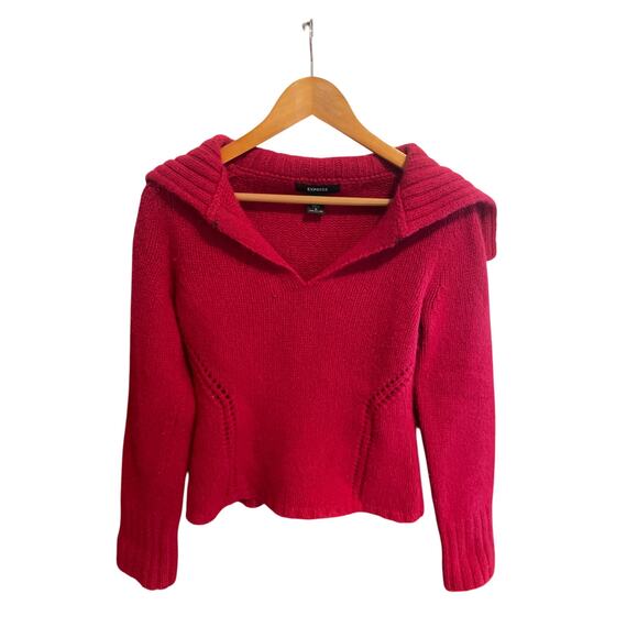 Y2K Vintage EXPRESS Red Sweater ANGORA FUZZY COZY Size M Medium - Picture 1 of 4